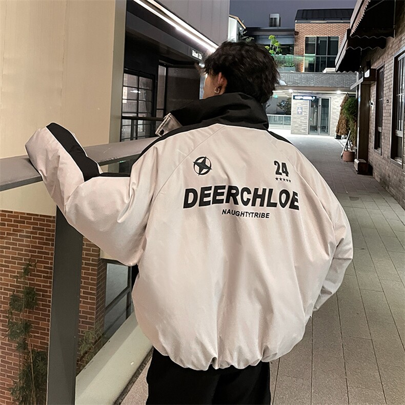 405A美式高街撞色短款棉服加厚立领面包服MY24919-P125控158,男装棉衣,星座405A