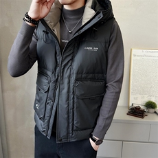 短款连帽羽绒马甲男休闲日系面包服保暖外套马甲背心M6093-P130，男装背心/马甲，电商A237