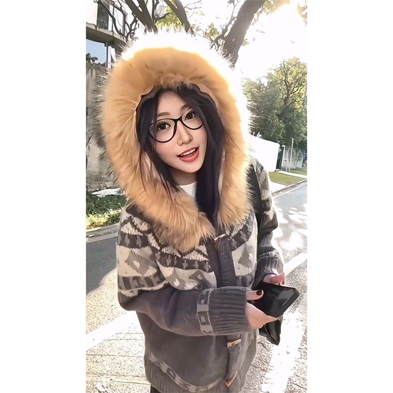 重磅北极绒座山雕大毛毛领毛衣外套冬美式复古休闲慵懒风针织开衫,男装针织衫/毛衣,电商A486-1