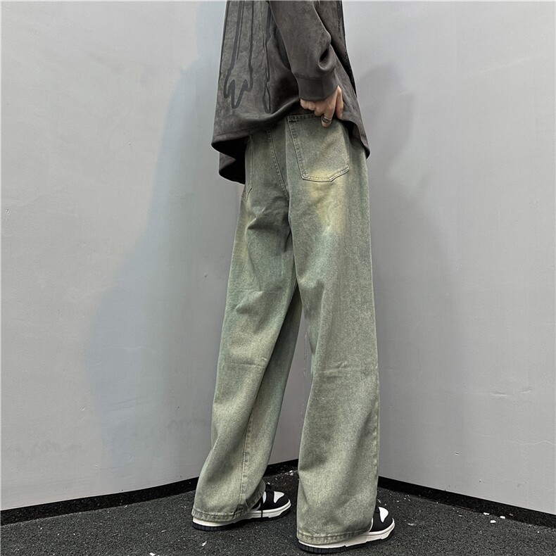 k1030-p45-控68M-5xl港风高阶黄泥黑暗宽松大码牛仔裤,男装牛仔裤,星座116