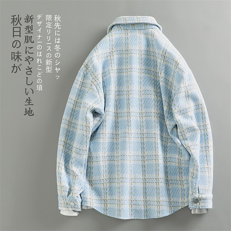 特P55无差价偏大一码高级感棋盘格翻领夹克男潮牌大码外套J547,男装夹克,电商A082