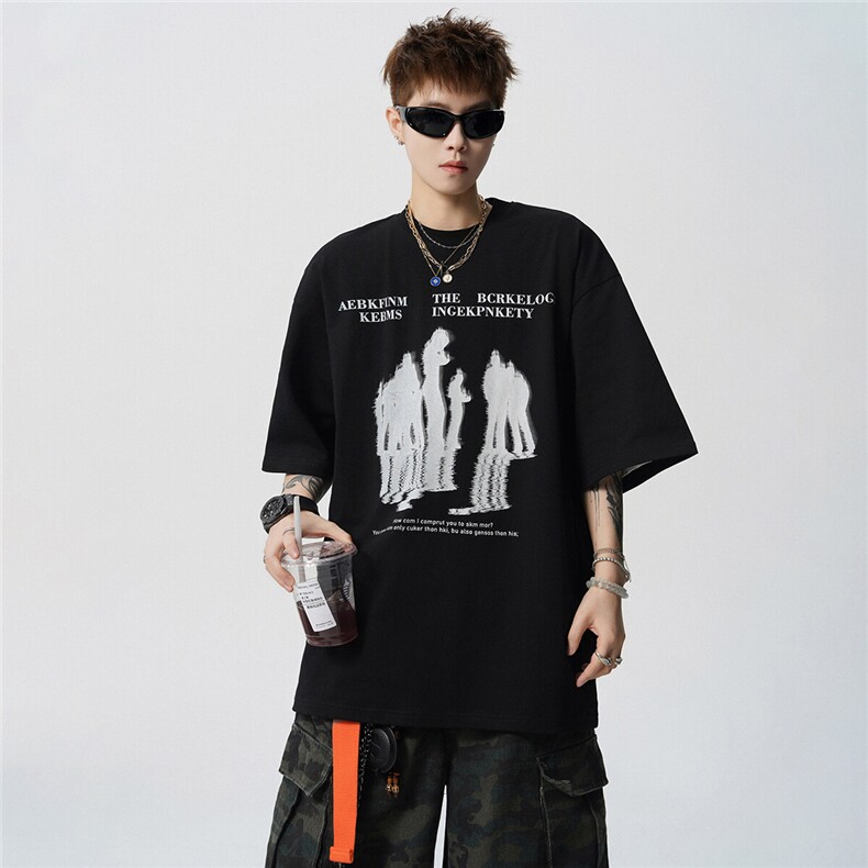 wassuphappy美式短袖t恤男款夏季潮流欧美高街上衣服休闲打底衫,男装T恤,电商B370