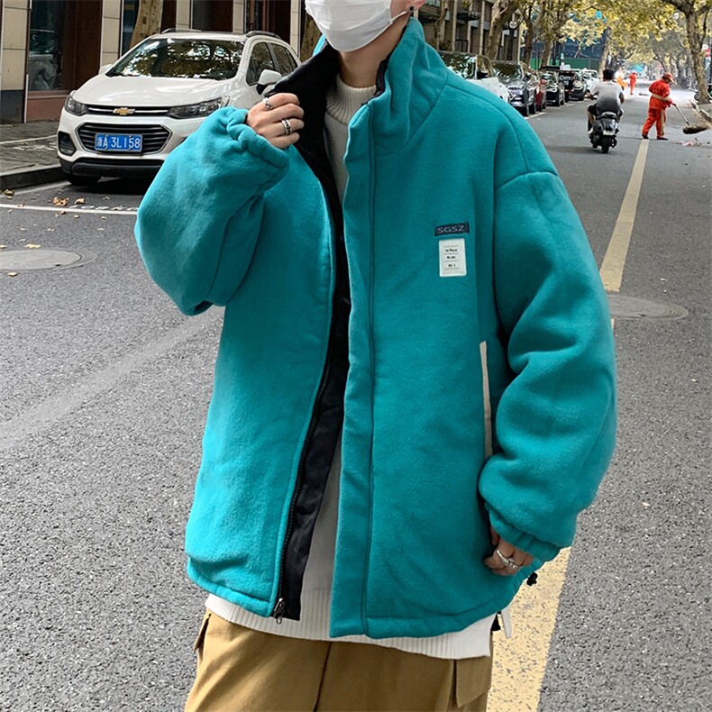 双面穿立领摇粒衣男冬季加厚潮牌ins宽松服外套W2216-P90,男装棉衣,星座512-4