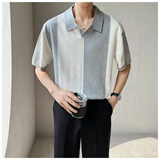夏季轻熟风冰丝翻领短袖polo衫男条纹拼色透气冰爽薄款半袖针，男装T恤，星座218-1（原230）