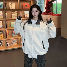抖音得物高品质26春装美式高街重磅结构拼接织带立领卫衣外套CM42，女装短外套，电商A486-1