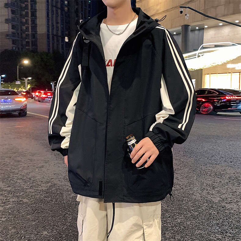 港风上衣拼接夹克宽松落肩拼色冲锋衣外套JK832P78,男装夹克,星座1204-3