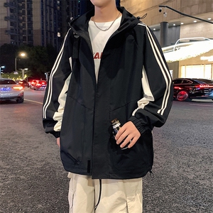港风上衣拼接夹克宽松落肩拼色冲锋衣外套 JK832 P78图片