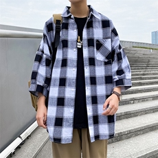 2023夏季新上市潮牌大码宽松流行七分袖青少年衬衫CS7119-P35，男装衬衫，电商A128