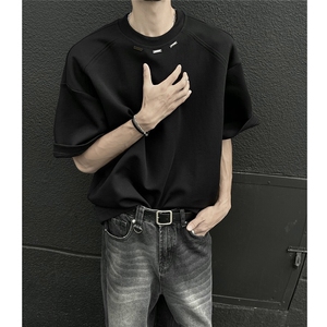 EQ437 240克手工钢标夏季短袖T恤高级感男宽松简约设计款潮流宽松图片