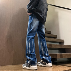 秋季美式ins高街hiphop微喇扎染牛仔裤货号K2313P55控78，男装牛仔裤，电商A063