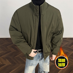 现货美式高街休闲棉衣夹克三防立领纯色户外工装加厚棉服外套图片