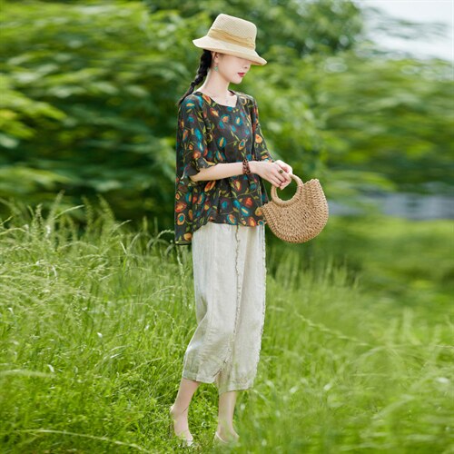 苎麻高端夏季两件套时尚新款2022年休闲洋气宽松显瘦阔腿裤套装女图片
