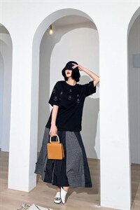 夏季新款环环上衣和设计款拼接半裙,女装半身裙,弗气