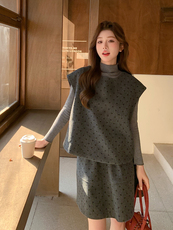 新款2026春季韩系波点三件套装6213-P170-K278，女装套装/套裙，2C057