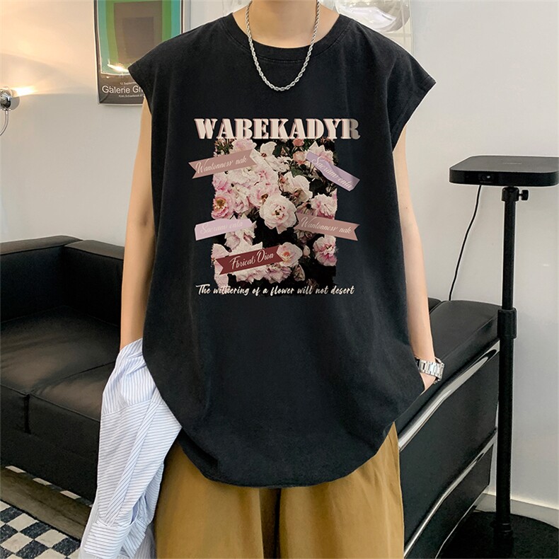 数据超好抖音品240克重磅欧美式潮牌水洗背心无袖t恤BX395-P35,男装T恤,电商A486