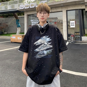 可48小时发货支持抖音得物来样二开 美式满天星亮片短袖T恤MTX723图片
