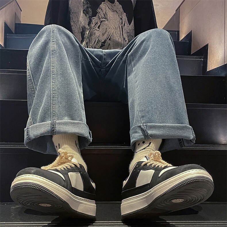 美式高街复古拼接宽松阔腿裤潮牌痞帅男B381-1/723P48图片