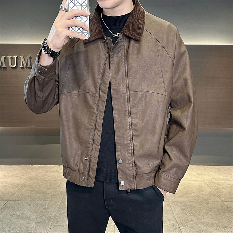 美式复古皮衣男落肩宽松夹克轻奢潮牌外套皮夹克512-P170,男装皮衣,星座310A-4
