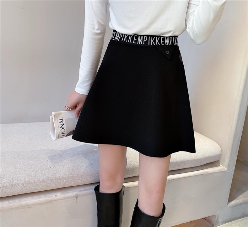 拉绒松紧腰摆裙，其它，秀禾