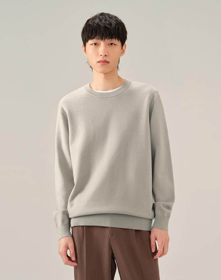 2025年秋季套头圆领长袖舒适时尚百搭通勤简约，男装针织衫/毛衣，沐策羊绒