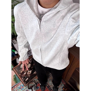 美式穿搭薄款卫衣男春秋新款连帽棒球服拉链开衫外套WY008图片
