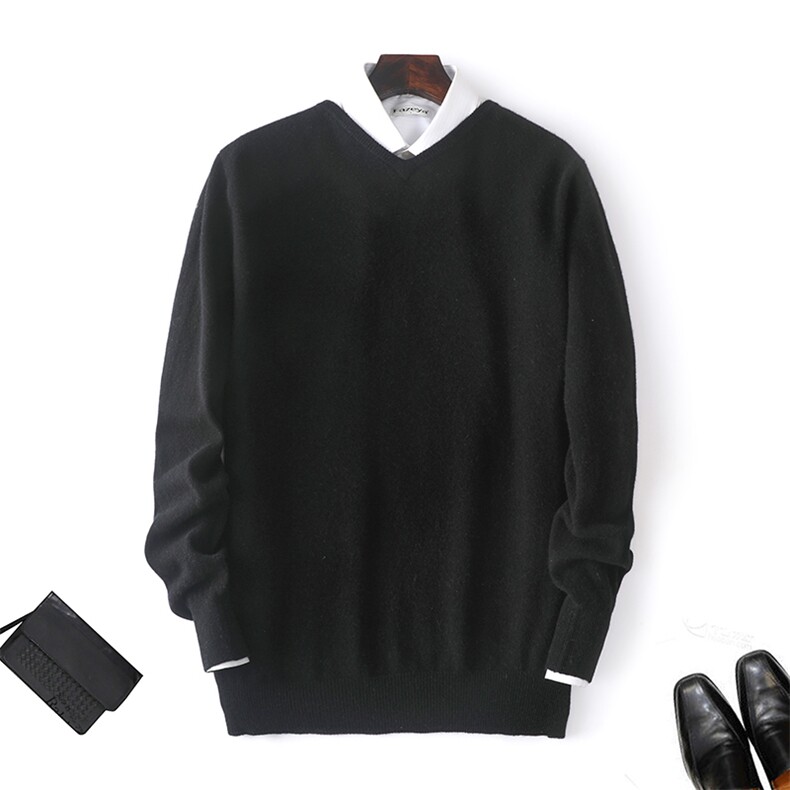 2024年秋季男士V领纯色羊毛羊毛衫新款舒适柔软打底毛衣男装，男装羊毛衫，枫宸羊绒