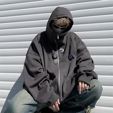 F40-P58日系复古休闲学院风外套春秋季美式街头连帽开衫卫衣男，男装夹克，星座512-6