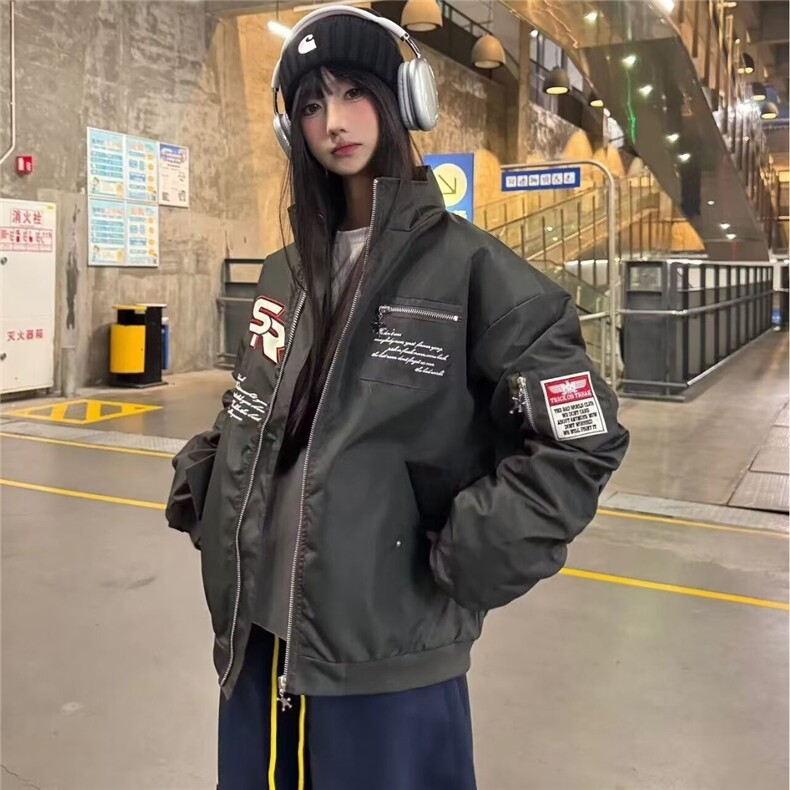 潮牌飞行夹克男复古刺绣棒球服新款春秋季宽松百搭外套情侣款,男装夹克,星座1210-1