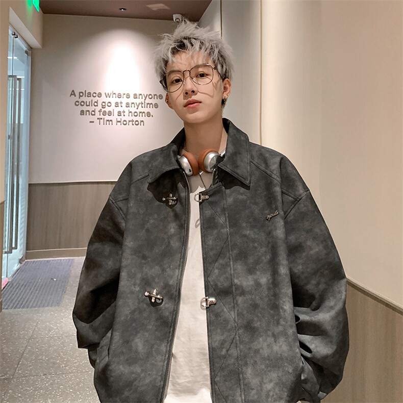 高级感金属飞机扣PU皮衣小香风男士外套JK301-P108-控148,男装皮衣,星座310A-3