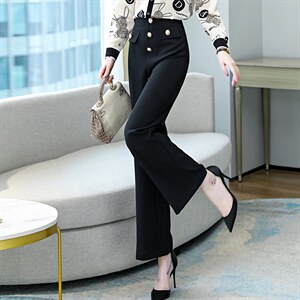 高端职业女春秋2023新款时尚气质女神范印花衬衫阔腿裤，女装休闲裤，卡杰菲