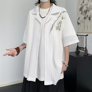 复古衬衫男夏装宽松小众设计感趣味新款男装上衣外穿C01281-P38图片
