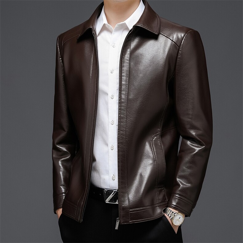 皮衣男士外套2023秋冬新款韩版潮流翻领服商务闲百搭工装皮夹克男,男装皮衣,电商B212（原钱塘6029）