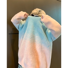 秋冬新款粉色渐变套头毛衣女慵懒风设计感小众水貂毛宽松针织上衣，男装针织衫/毛衣，星座1210-1