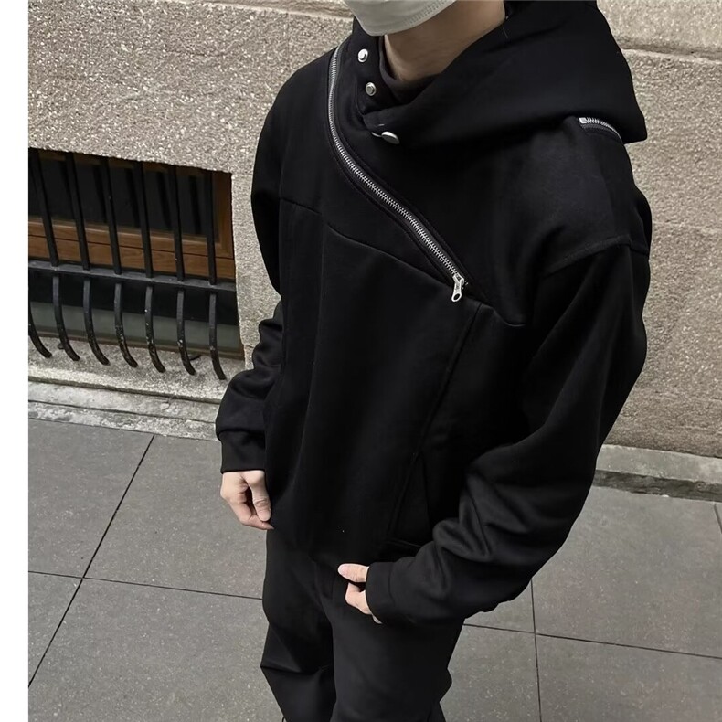 美式斜拉链连帽卫衣男款春秋季高街小众设计感休闲外套WT11,男装卫衣,星座1116A（原606A-3）