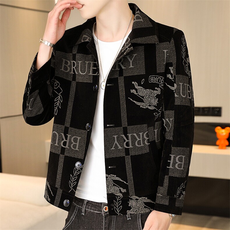 新款男士潮流高品质休闲夹克秋冬季短款翻领外套7760-P85,男装夹克,星座613B