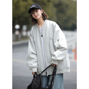 中性2025秋装宽松棒球领飞行服夹克男女装秋季情侣外套潮S228-P88,ONLY女装搭配半身裙图片