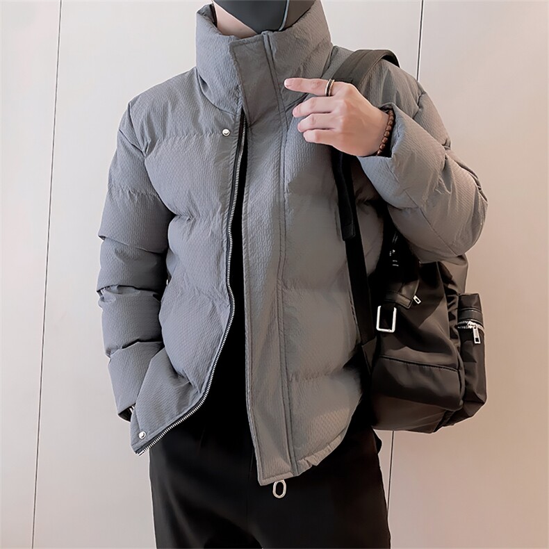 B13/P128控168冬季小众时髦肌理感加厚立领重磅棉衣外套男灰首1,男装棉衣,星座305B
