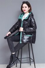 时尚气质后背绣花棉衣连帽亮面短款棉服显瘦保暖外套，女装棉衣/棉服，玛其路