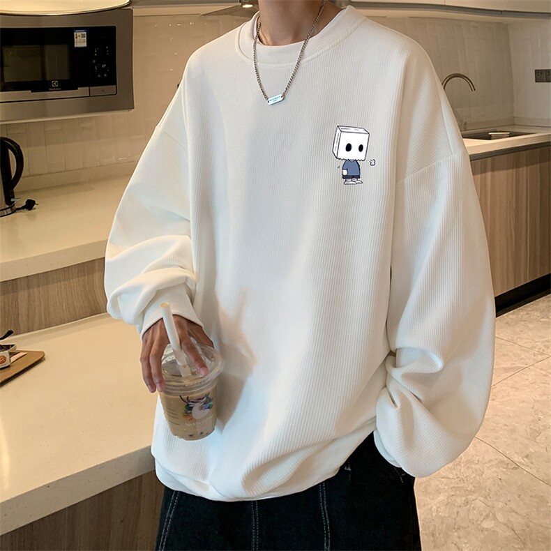 5XL华夫格卫衣男大码胖子圆领长袖t恤HW76400-P30加绒款-P40，男装卫衣，电商A040