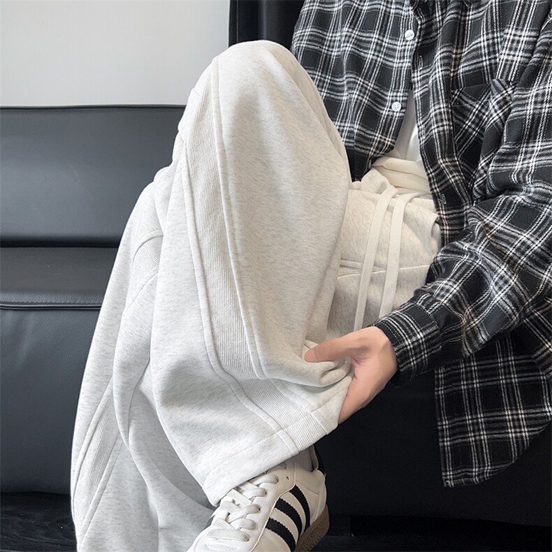 K25101批45控68 秋季美式弯刀裤罗纹拼接休闲裤百搭长裤子男裤图片