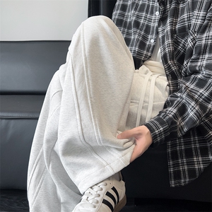 K25101批45控68 秋季美式弯刀裤罗纹拼接休闲裤百搭长裤子男裤图片