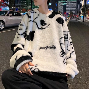 设计感小众卫衣男秋冬韩版宽松bf慵懒风ins卡通上衣外套WY27-P40图片