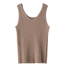 2025秋冬新款羊绒衫女100纯山羊V领纯色高级慵懒居家针织吊带背心，女装背心吊带，濮尚羊绒