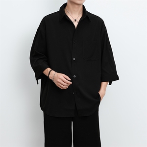 港风大码美式vibe潮牌痞帅翻领长袖衬衫男 XZ213-CS8810-P45控58图片