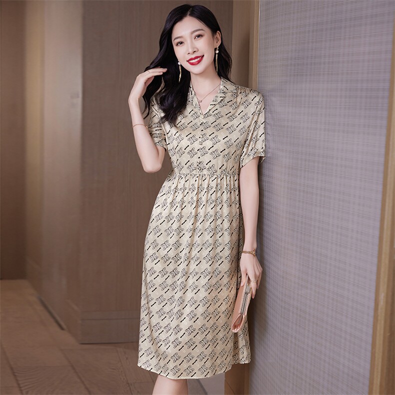 高级感碎花真丝连衣裙女2026新款大码女装遮肚子显瘦真丝裙子夏,女装连衣裙,阿舍尔精品