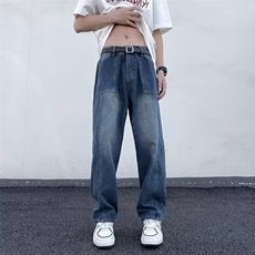 直脚流行牛仔裤潮男长裤夏季水洗宽松直筒拉链KK007-P40，男装牛仔裤，星座911-3