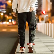 秋夏夜景街拍潮九分休闲裤男风运动哈伦束脚裤/，男装休闲裤，星座608A