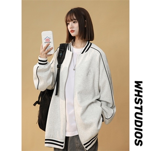WY208/P75春装新款高品质不起球刺绣卫衣男立领棒球服潮外套图片