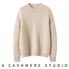 2025秋冬百搭时尚半高领麻花羊绒衫，女装羊绒衫，珍丝贝尔