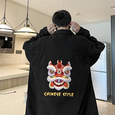 牛仔夹克男大码牛仔外套男茄克NJ77185-P60加绒款-P75，男装夹克，电商A040